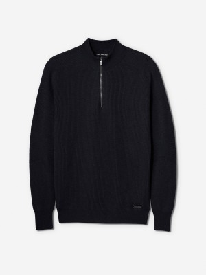 Black Sun Day Red 3D Knit Cashmere Quarter Zip | 704KHQVWF