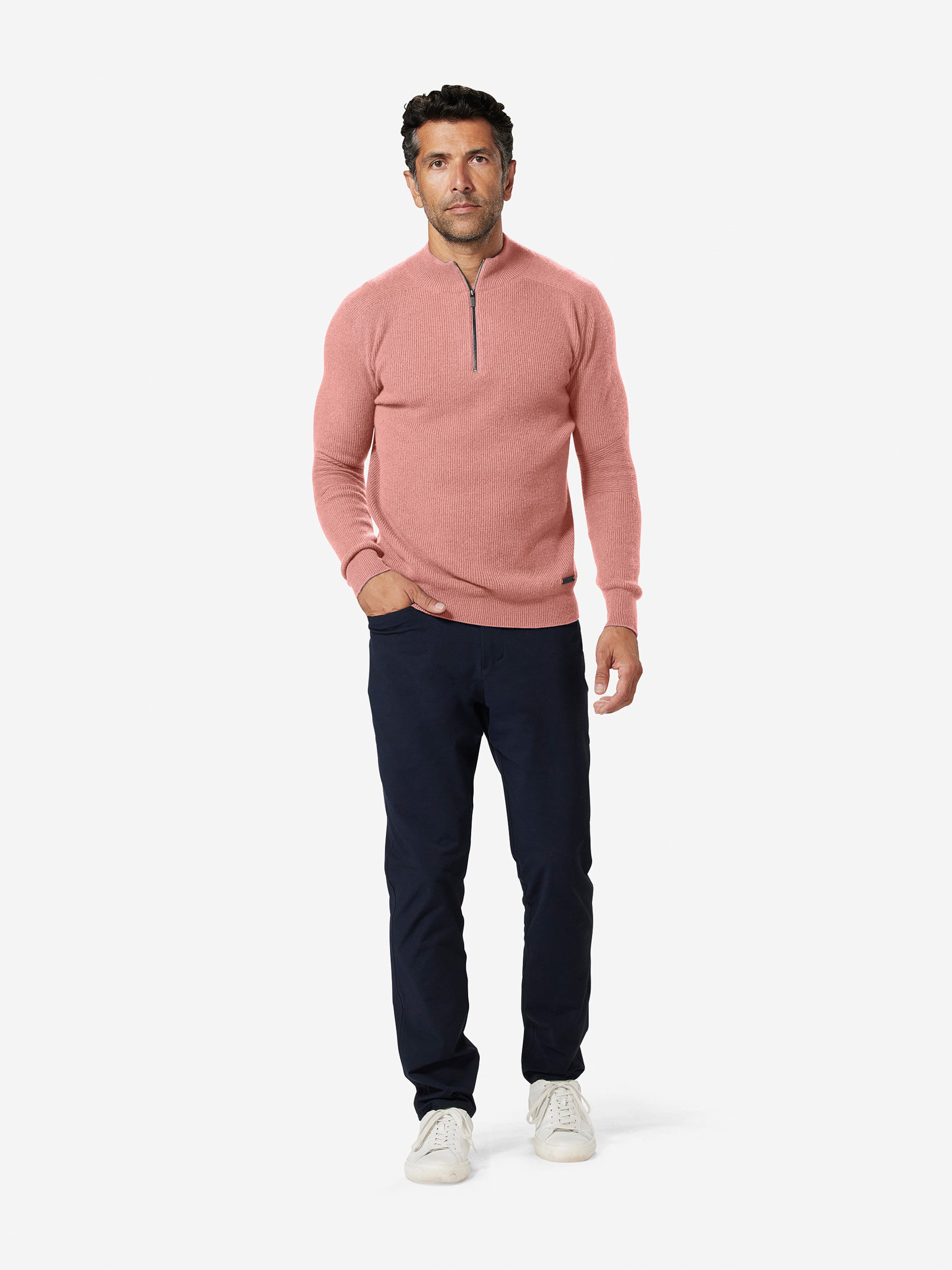 Ash Rose               Sun Day Red 3D Knit Cashmere Quarter Zip | 750PJXWMB